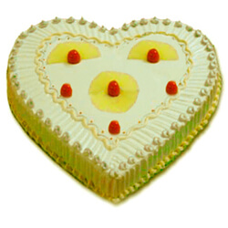 send 1 kg heart shape pineapple cake delivery